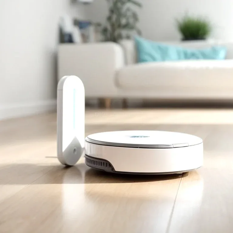 AI robot usisavač čisti pod u modernom stanu